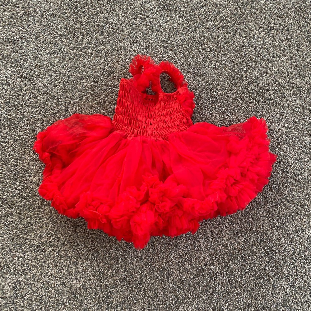 Ruffle Butts Bright Red Princess Petti Dress - Size 0-12 months